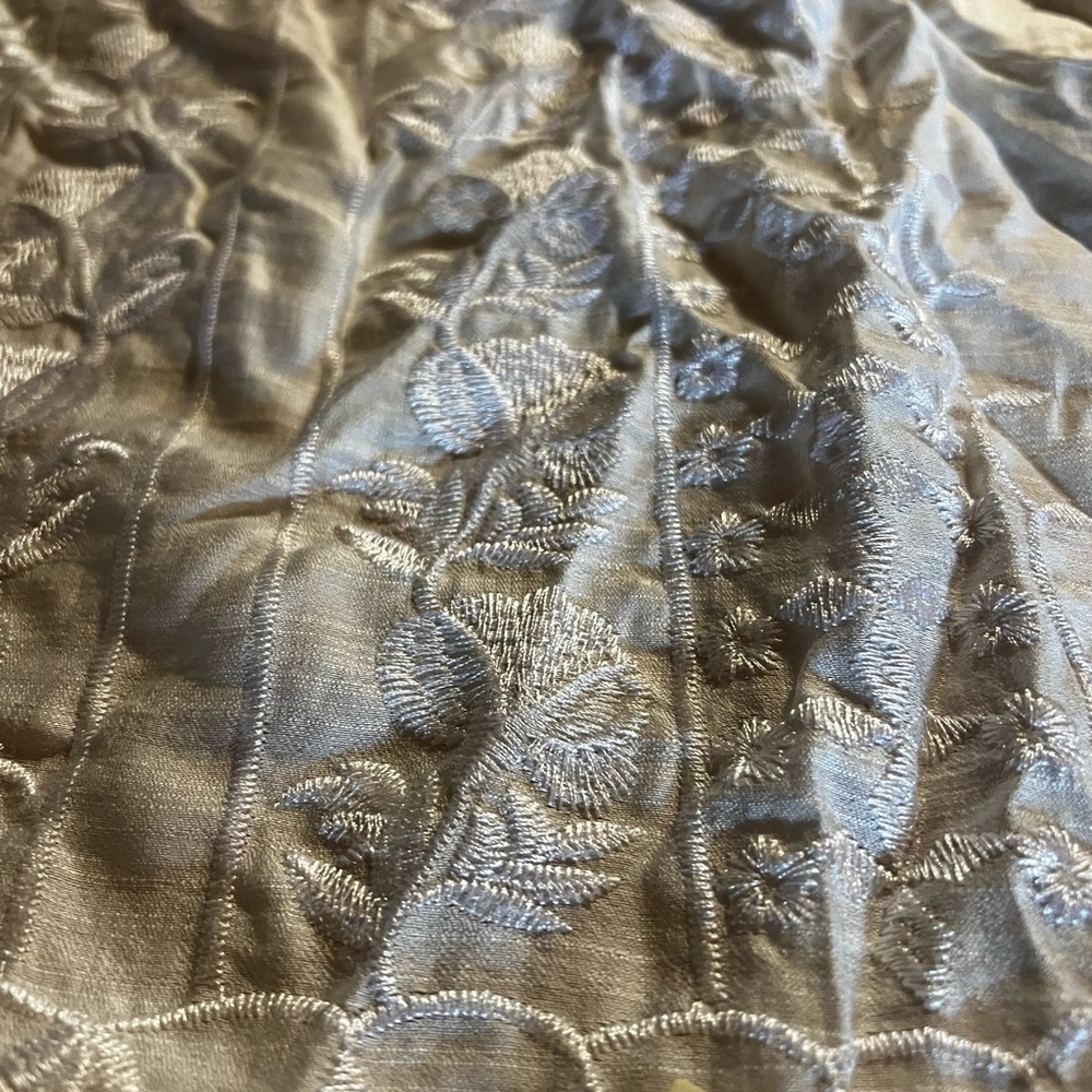 Elegant Silver Embroidered Fabric